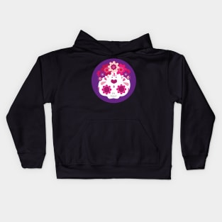 Kawaii mexican sugar skull adorable pink flower headband cute purple day of the dead Kids Hoodie